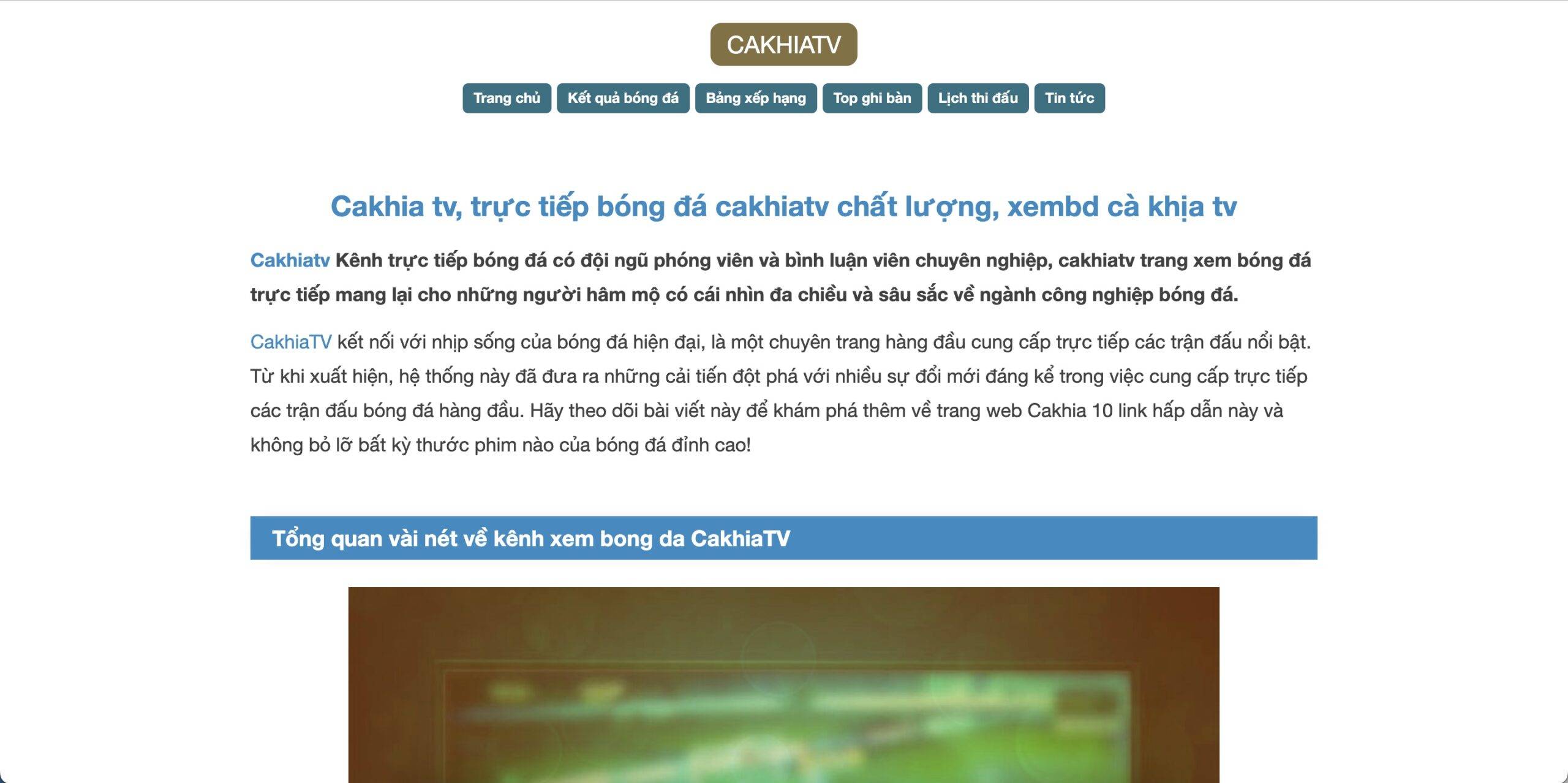 Cakhiatv là lựa chọn hàng đầu cho người đam mê bóng đá